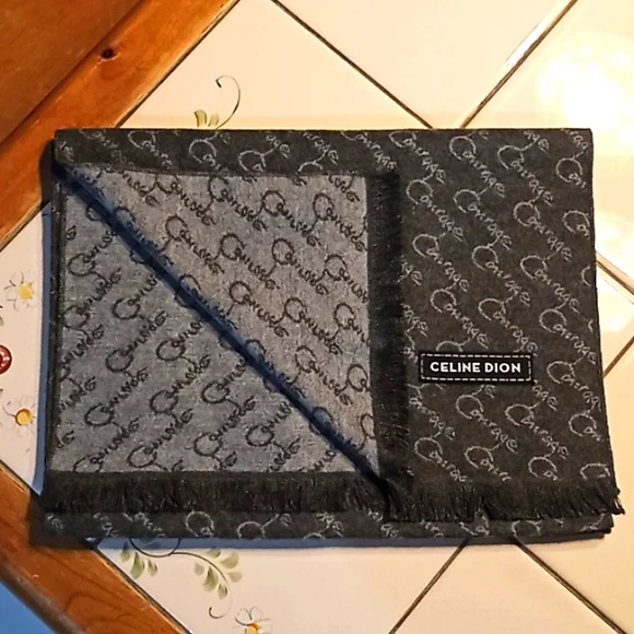 CELINE DION Gray VIP Cashmere Scarf. "Courage" Tour. 72x12. New Without Tag. - Picture 3 of 12